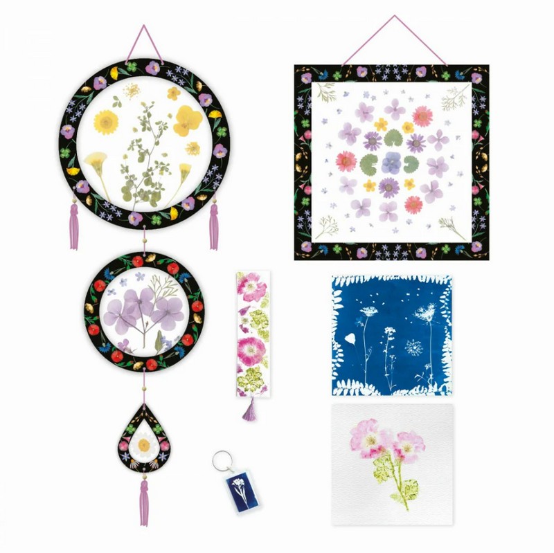 Gioco fai da te creativo con 6 creazioni pressa fiori e tanti altri elementi, adatto dai 7 anni in su e perfetto per sviluppare manualità, concentrazione e creatività